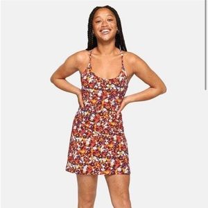 Outdoor Voice The Exercise Dress in Paprika Bloom Orange Floral (S)